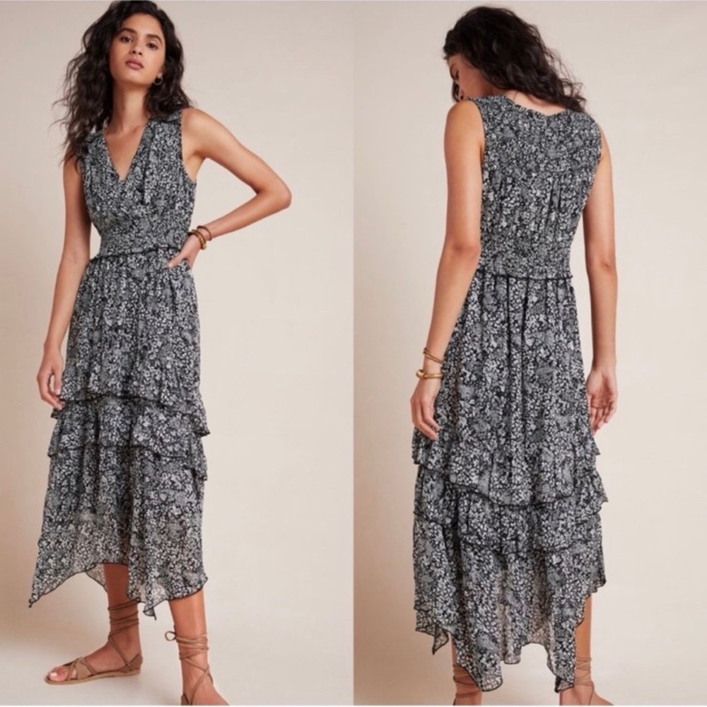 Anthropologie tiered midi dress